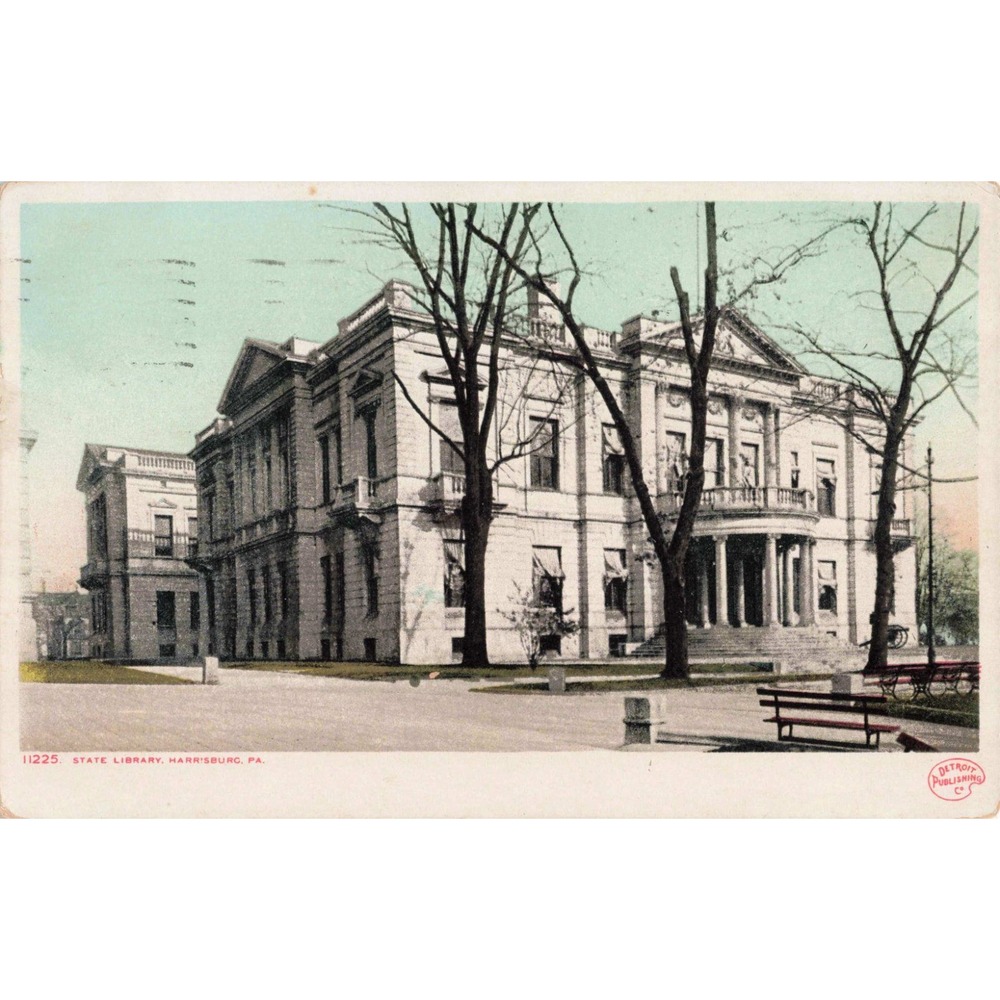 Vintage 1911 State Library Harrisburg PA Detroit Publishing Phostint Postcard - Picture 1 of 2